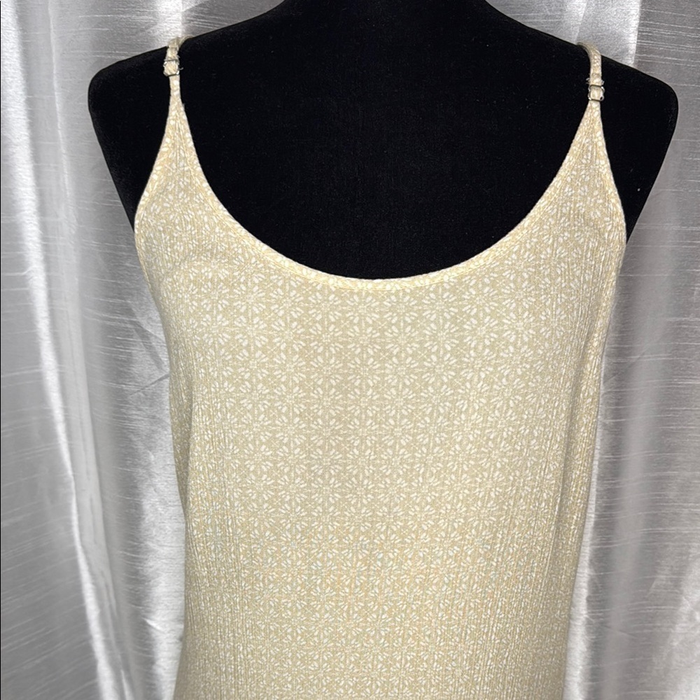Forever 21 Spaghetti Strap Micro Print Beige White Rayon Dress Women’s Medium
